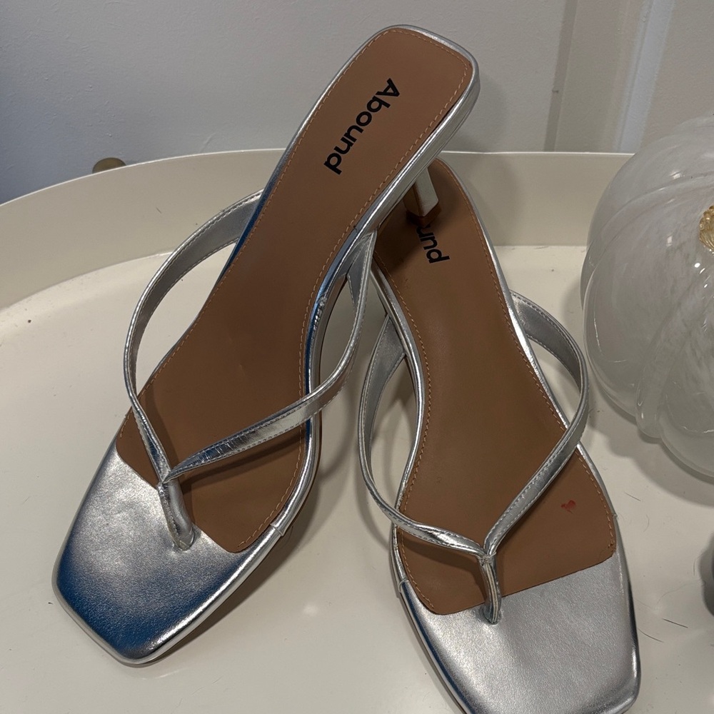 GUC Abound Metallic Silver Kitten Heel Sandals